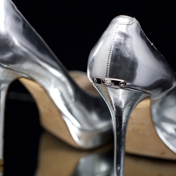 dior silver heels